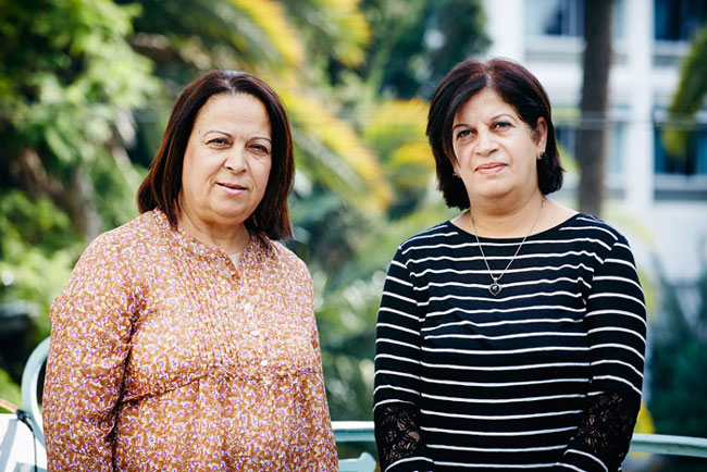 Porträtt av två kvinnor från boken Fackets starka kvinnor framtagen för Fackgörbundet ST